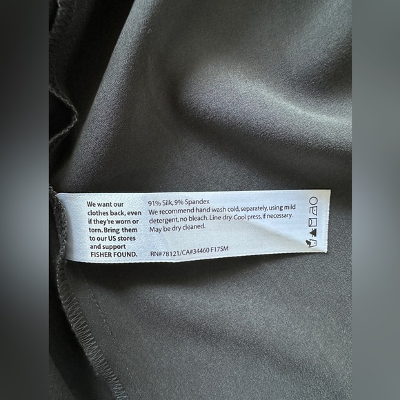 Eileen Fisher Silk Charmeuse Long Tunic Charcoal - Picture 6 of 6